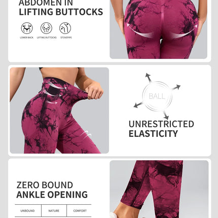 Tie Dyed Yoga leggings Women  Fitness Sports leggings High Waist Peach Hip Underpants 2024 New Tight Yoga Pants