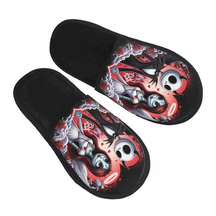 Custom Halloween Nightmare Before Christmas House Slippers Warm Jack Skellington Memory Foam Fluffy Slipper Indoor Outdoor Shoes