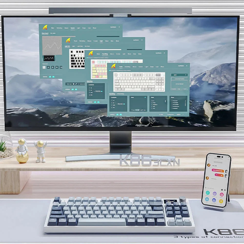 Attack Shark K86 RGB TFT Screen Wireless Mechanical Keyboard,Hot Swap, Metal Knob,Tri-mode Connectivity,macro Gaming Keyboar