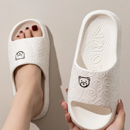 Women Casual Slippers Summer Cute Bear Cool Bathroom Anti-slip Slides Air Cushion Lightness Soft Sole Men Flat Shoes Couple
