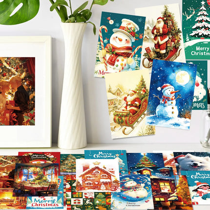 50PCS 15x10cm Merry Christmas Card Strong Visual Experience Note Greeting Postcard Xmas Tree Deer Package Wrapping Decor Gift