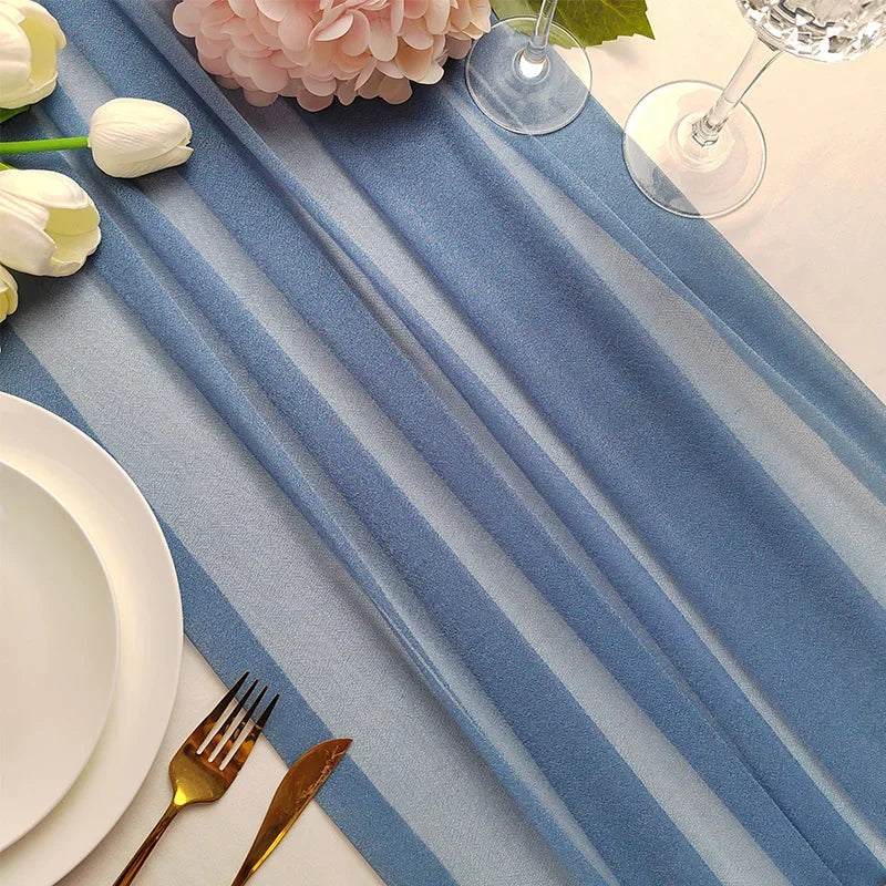 Chiffon Table Runner Sheer Fabric Silk for Boho Sheer Fabric Wedding Arch Overlay Draping Decoration Birthday Party Table Decor