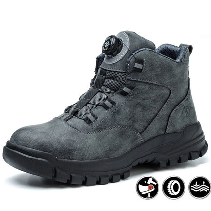 Rotating Buttons Work Boots Men Steel Toe Shoes Safety Boots Puncture-Proof Protective Shoes Waterproof Indestructible Shoes New