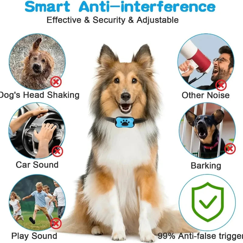 Pet Dog Anti Barking Device USB Rechargeable Dogs Training Collar Ultrasonic Stop Barking Vibration Anti Bark Collar