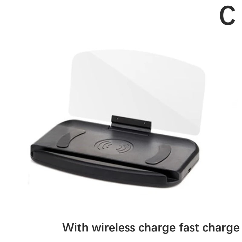 Mobile Phone Holder HUD Car Navigation Projector Head-up Display QI Wireless Charger Car Holder