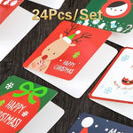 24 Pcs/lot Christmas Greeting Card Kids Mini Christmas Blessing Greeting Cards Envelope New Year Postcard Gift Card Xmas Party