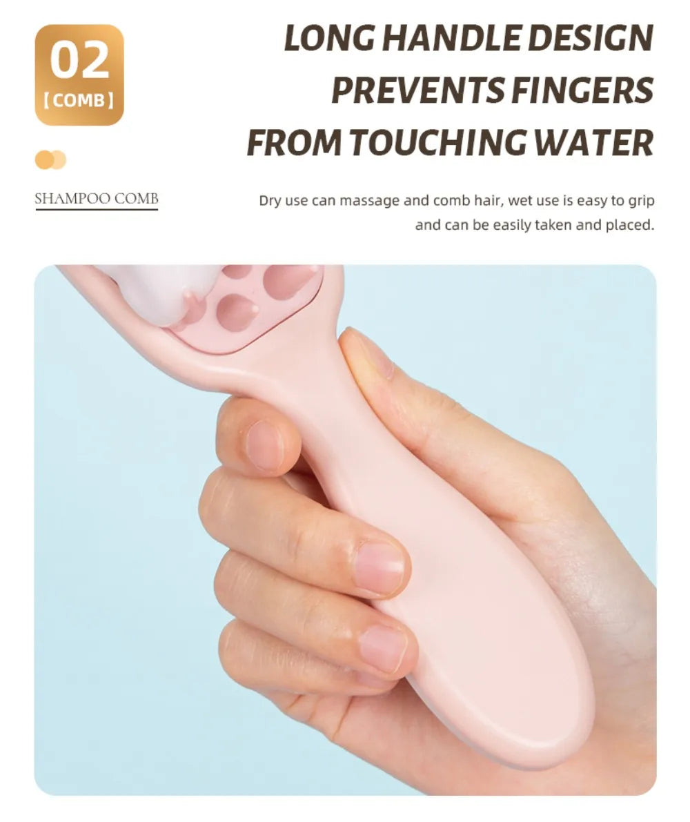 Silicone Shampoo Brush Scalp Massage Brush Head Washing Comb Long Handle Hair Massager Bath Brush Body Scrubber Hair Accessories