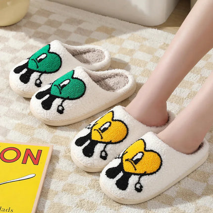 Winter Home Warm Women Slippers House Girl Fur Cute Bad Bunny Love Cushion Slides Bedroom Ladies Cotton Female Plush Shoes