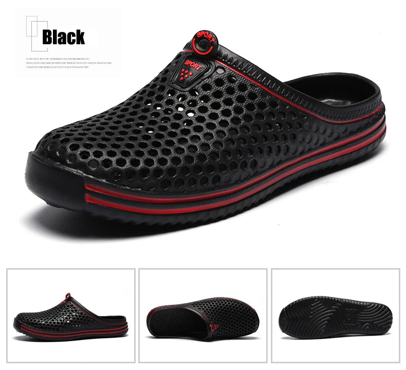 YRZL Men Summer Shoes Sandals Men's Holes Sandals Hollow Breathable Flip Flops Clogs Shoes Fashion Beach Slippers Big Size 45