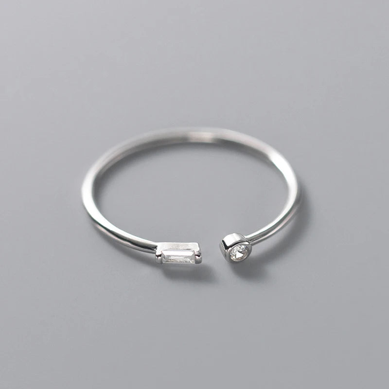 Modian Real 925 Sterling Silver Simple Thin Clear CZ Finger Rings Adjustable 14K Gold Ring For Women Wedding Jewelry Gifts