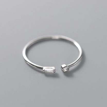 Modian Real 925 Sterling Silver Simple Thin Clear CZ Finger Rings Adjustable 14K Gold Ring For Women Wedding Jewelry Gifts