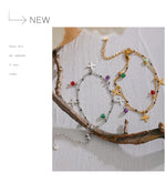 Yhpup Colorful Natural Stone Bead Flower Chain Stainless Steel Beach Anklet for Women Exquisite Summer Jewelry Bijoux Femme