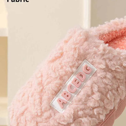 Eyriphy New Fashion Cotton Slippers For Women Winter Warm House Shoes Curly Faux Cotton Bedroom Slides Non-Slips Comfort Slipper