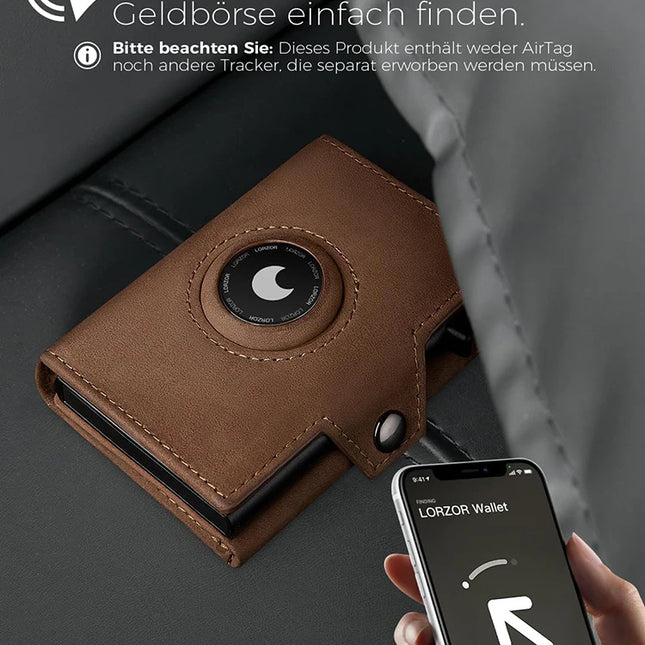 YATBEST Men's Leather Wallet With Coin Pocket AirTag Positioning Card Clip RFID Anti Magnetic Anti-Theft Card Swiping Bag