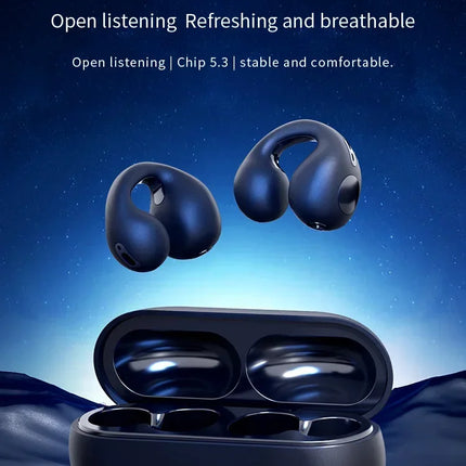T75 Sport Bone-Conduction Bluetooth 5.3 Earphones HiFi Sound Wireless Headphones Earclip Waterproof Open Ear Headset Earring