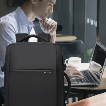 BANGE Aesthetic Men Business Backpack School Expandable USB Bag, Large Capacity 17.3 Laptop Waterproof Fashion Travel Backpack