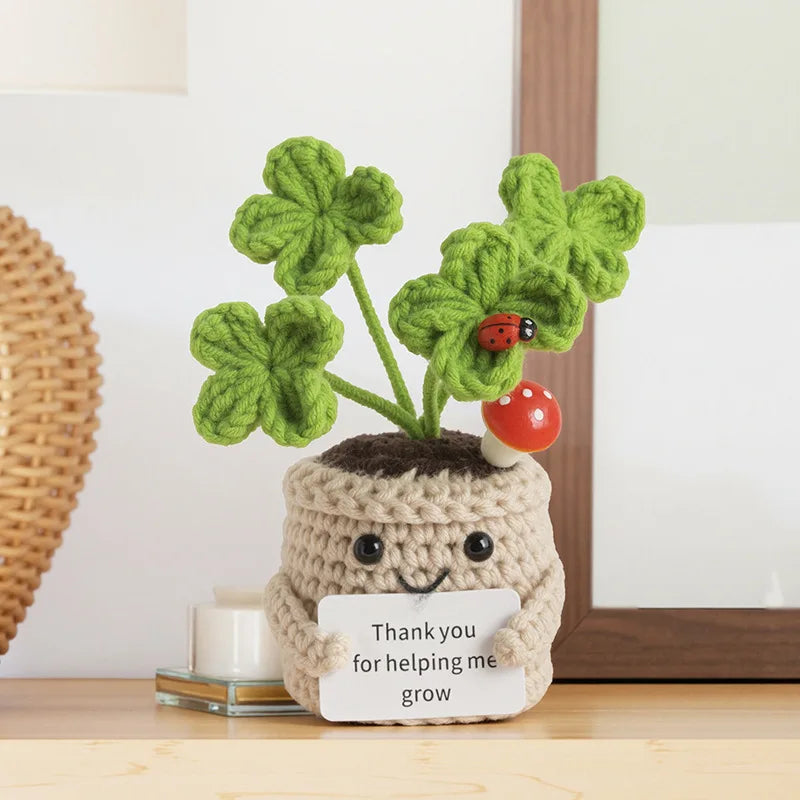 Mini Finished Crochet Roses Sunflowers Potted Emotional Support Stuffed Plants  Mother Valentine Christmas Graduation Gifts