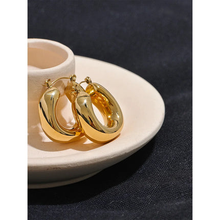 Yhpup High Quality Stainless Steel Round Geometric Chunky Hoops Earrings for Women Charm Metal Simple Fashion Jewelry Waterproof