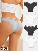 4PCS Women's Cotton Briefs Sexy Female Underpants Elasticity Comfortable Underwear Panties Lingerie S-XL  Solid Color Intimate