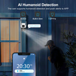 8MP Dual Lens 2.8mm -12mm 8X Zoom 4K PTZ WiFi IP Camera Outdoor AI Human Tracking CCTV Audio Home Security Surveillance Camera