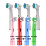 4/8PCS Replacement Brush Heads for Oral B Electric Toothbrushes Floss Cross Action 3D Pro White Precision Standard Daily Clean