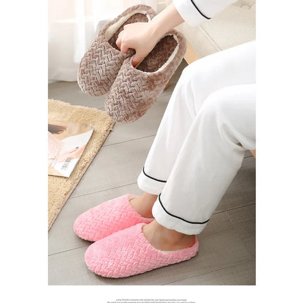 Women Winter Home Fur Slippers Cartoon Cat Non-Slip Soft Warm House Indoor Bedroom Men Couples Boys Girl Memory Foam Floor Shoes