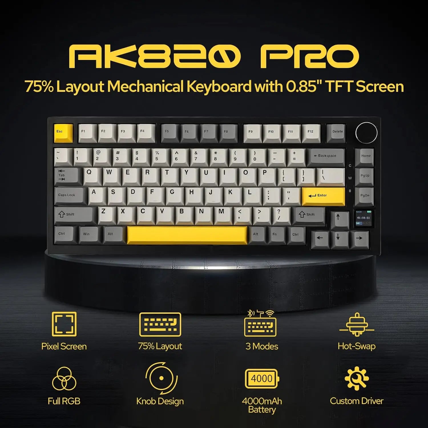 Ajazz AK820/AK820Pro gaming mechanical keyboard Bluetooth 5.1/Wireless/wired c custom keyboard with heat exchange sealed button