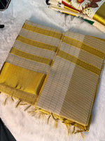 Classic Golden Checked Kerala Kasavu Saree