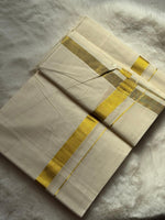 Luxury Kerala Dhoti – Wide Gold Kasavu Border