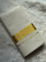 Traditional Kerala Kasavu Dhoti – Classic Gold Border
