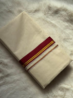 Traditional Kerala Dhoti – Maroon & Gold Temple Border