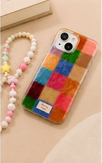 Dopamine Furry Patchwork Phone Case | Colourful iPhone Case for 17 16 15 14 13 12Pro Max 7 8 Plus XR XS X