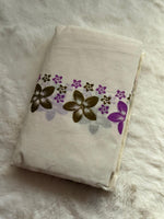 Premium Kerala Floral Set Mundu with Matching Blouse Piece – Purple Bloom Design