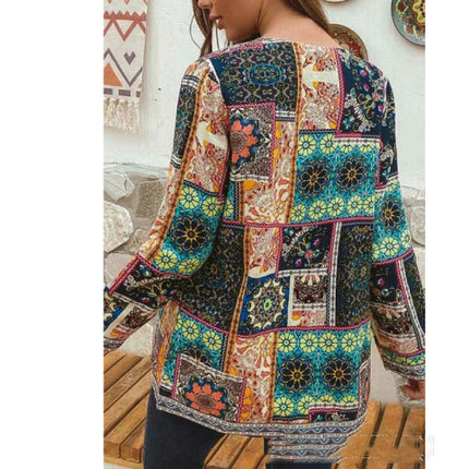 Retro Ethnic Print Long-sleeved Jacket