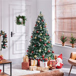 Costoffs Artificial Christmas Tree Snow Dusted Christmas Tree Hinged Lifelike Spruce Holiday Decorative Tree with Foldable Stand and PVC Tips