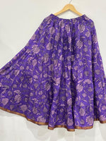 Blackfever Royal Purple Floral Tiered Cotton Skirt - Free size