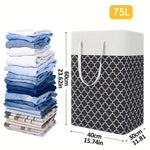 75L Large Laundry Basket with Extended Handle – Foldable Dirty Clothes Storage Bag, Gray Laundry Hamper for Bathroom, Bedroom, Dorm & Laundry Room