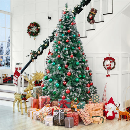 Costoffs Artificial Christmas Tree Snow Dusted Christmas Tree Hinged Lifelike Spruce Holiday Decorative Tree with Foldable Stand and PVC Tips