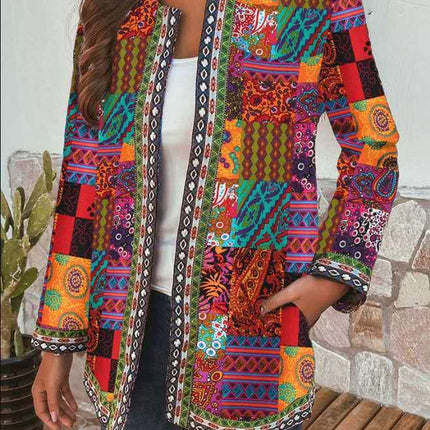 Retro Ethnic Print Long-sleeved Jacket