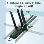 WiFi 6 USB Adapter with Bluetooth 5.4 – Dual Band 2.4GHz & 5.8GHz Wireless Network Adapter