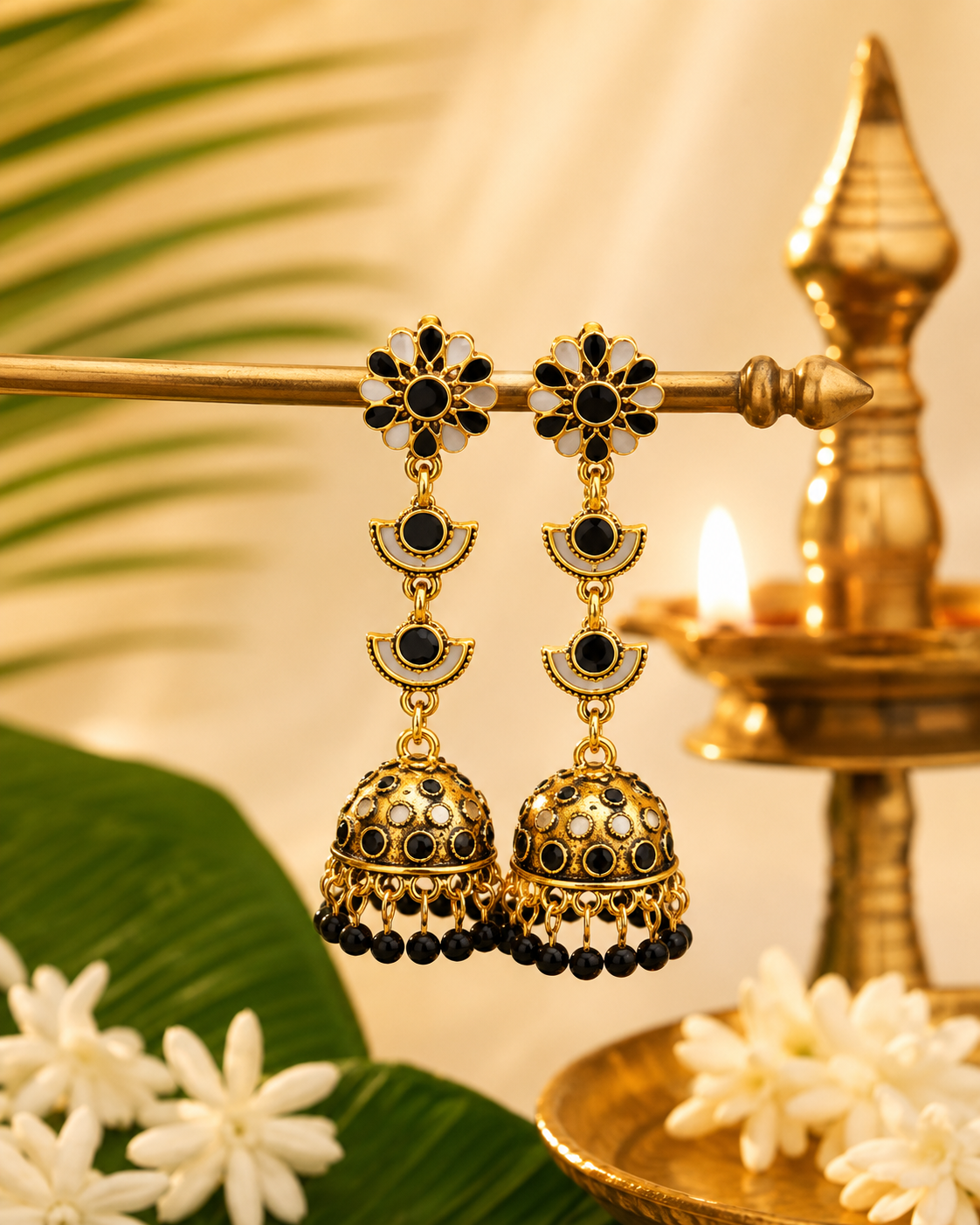 Small Gold Jhumka Earrings | Kerala Traditional Jewellery | Indian Jhumki Earrings | Onam Jewellery | South Indian Earrings | Gift for Her (Copy)