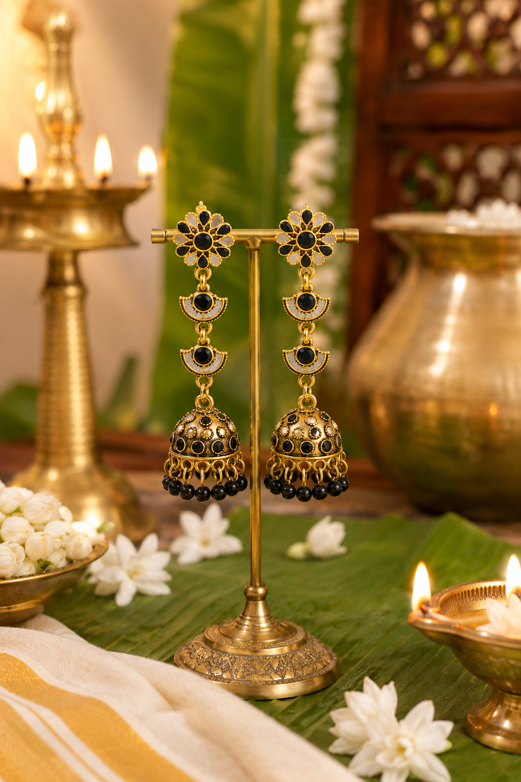 Small Gold Jhumka Earrings | Kerala Traditional Jewellery | Indian Jhumki Earrings | Onam Jewellery | South Indian Earrings | Gift for Her (Copy)